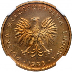 PRL, 5 zloty 1986, francobollo a specchio (PROVA)