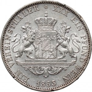 Allemagne, Bavière, Maximilien II, thaler 1863, Munich