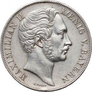 Německo, Bavorsko, Maximilian II Joseph, 2 guldenů 1855, Mnichov, Pomník Panny Marie