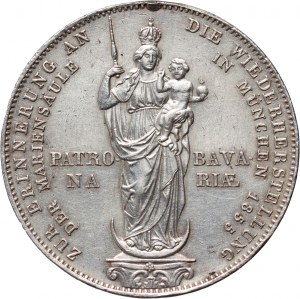 Niemcy, Bawaria, Maksymilian II Józef, 2 guldeny 1855, Monachium, Pomnik Matki Boskiej