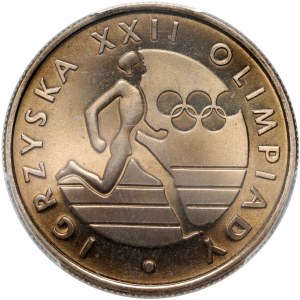 Polská lidová republika, 20 zlatých 1980, Hry XXII. olympiády, zrcadlová známka (PROOF)