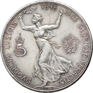 Rakousko, František Josef I., 5 korun 1908, Vídeň, 60. výročí panování