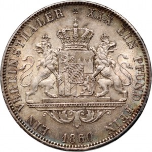 Germania, Baviera, Massimiliano II, tallero 1860, Monaco di Baviera