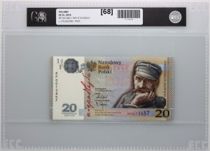 III RP, 20 złotych 2018, 100-lecie Odzyskania Niepodległości, Józef Piłsudski, seria RP