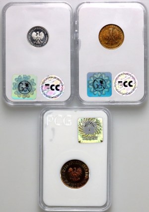 PRL / III RP, zestaw monet z lat 1979-1990 (3 sztuki), stempel lustrzany