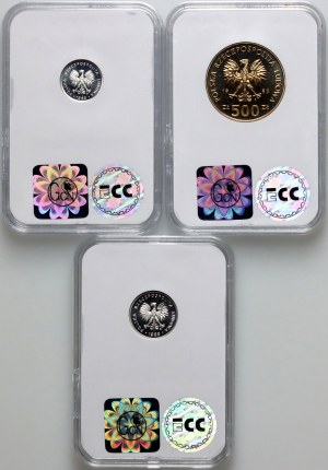PRL, zestaw monet z 1989 roku (3 sztuki), stempel lustrzany
