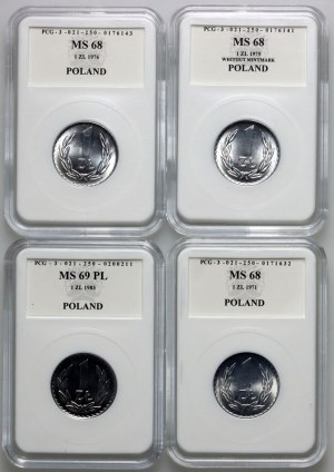 PRL, serie di 1 zloty 1971-1983 (4 pezzi)