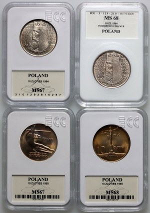 PRL, sada 10 zlatých mincí z let 1964-1965 (4 položky)