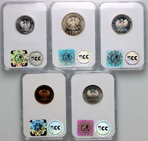 PRL, serie di monete 1986 (5 pezzi), francobollo a specchio