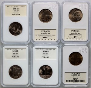 PRL, zestaw 10 złotych z lat 1967-1971 (6 sztuk)