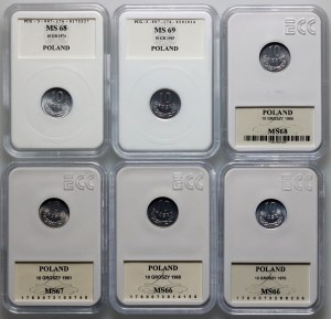 PRL, set of 10 pennies from 1961-1974 (6 pieces)