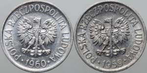 PRL, set of 5 pennies 1959, 5 pennies 1960