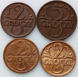 II RP, zestaw monet z lat 1925-1935, (4 sztuki)