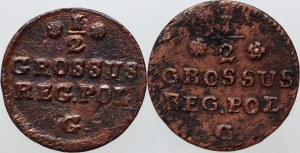 Stanisław August Poniatowski, półgrosz 1767 G, półgrosz 1768 G, Kraków, (2 pièces)