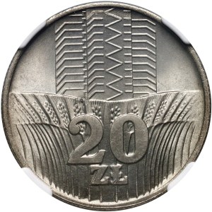 République populaire de Pologne, 20 zlotys 1973, gratte-ciel et oreilles