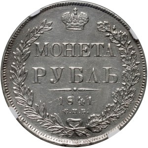 Rusko, Mikuláš I., rubľ 1841 СПБ НГ, Petrohrad