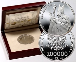 République populaire de Pologne, 200000 zloty 1987, Jean-Paul II, REPLICA