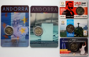 Andorre / Belgique, set de pièces de 2 euros 2014-2016, (5 pièces)