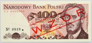 PRL, 100 zlotých 1.06.1979, MODEL, č. 0919, séria EÚ