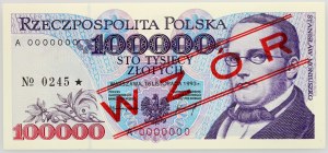 PRL, 100000 zlotých 16.11.1993, MODEL, č. 0245, série A