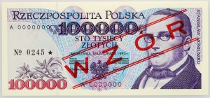 PRL, 100000 zloty 16.11.1993, MODELLO, n. 0245, serie A