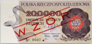 Repubblica Popolare di Polonia, 200000 zloty 1.12.1989, MODELLO, n. 0607, serie A