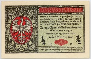 Generální ředitelství, 1/2 polské marky 9.12.1916, Generální, série B