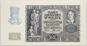 Štátna pokladnica, 20 zlotých 1.03.1940, séria O