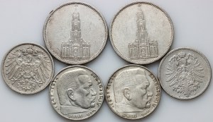 Německo, sada mincí 1875-1938, (6 kusů)