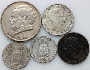 Austria, zestaw monet z lat 1848-1928, (5 sztuk)