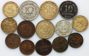 Österreich / Ungarn / Deutschland, Kursmünzensatz 1837-1939, (14 Stück)