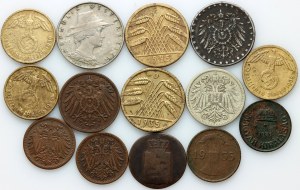 Österreich / Ungarn / Deutschland, Kursmünzensatz 1837-1939, (14 Stück)