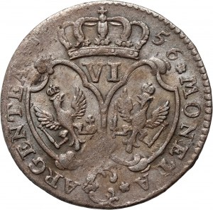 Nemecko, Prusko, Fridrich II., šesťpence 1756 C, Cleve