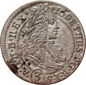 Slesia sotto il dominio austriaco, Giuseppe I, 3 krajcara 1707 FN, Wrocław
