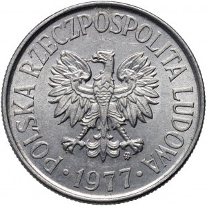 Volksrepublik Polen, 50 groszy 1977, Zerstörung, herausgestreckte Adlerspitze