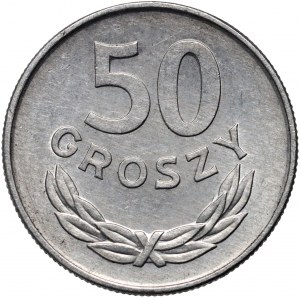 PRL, 50 groszy 1977, destrukt, wysunięty język orła