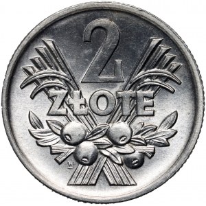 PRL, 2 zlotych 1970, Warsaw, Berries, variety with a rounded digit 7 in the date