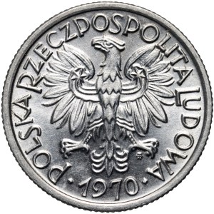 PRL, 2 zloté 1970, Varšava, Berry, odroda so zaokrúhlenou číslicou 7 v dátume