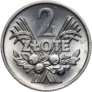 PRL, 2 zlotys 1970, Warsaw, Berries, variety with a simple digit 7 on date 1
