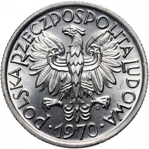 Polská lidová republika, 2 zloté 1970, Varšava, Berry, odrůda s jednoduchou číslicí 7 v datu 1