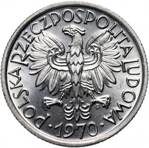 République populaire de Pologne, 2 zlotys 1970, Varsovie, Berry, variété avec un simple chiffre 7 dans la date 1
