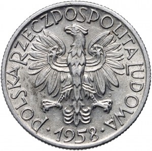 PRL, 5 zloty 1958, Pescatore, cifra stretta 8