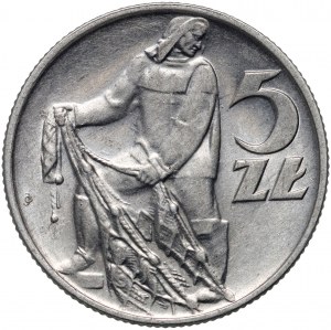 PRL, 5 zlotys 1959, Rybak, Varsovie