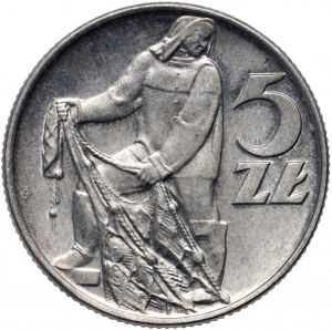 PRL, 5 zlotys 1973, Fisherman, Warsaw