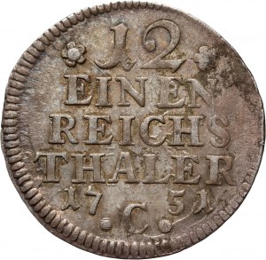 Německo, Prusko, Fridrich II Veliký, 1/12 tolaru 1751 C, Kleve