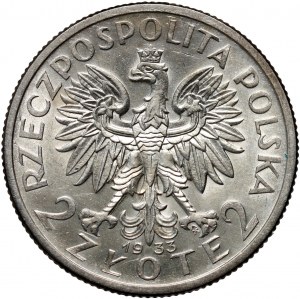 II RP, 2 zloté 1933, Varšava, Hlava ženy