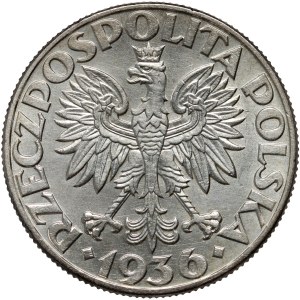 II RP, 5 zlotých 1936, Varšava, plachetnice