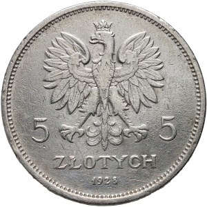 II RP, 5 zl. 1928, Niké, so značkou mincovne