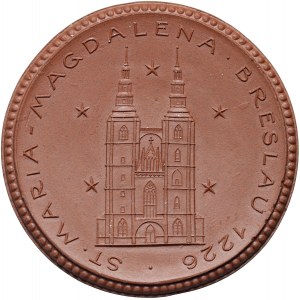 Wrocław (Breslau) Médaille en porcelaine Cathédrale de Marie-Madeleine 1923