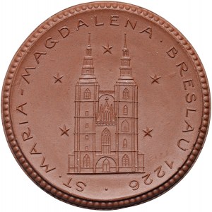 Wrocław (Breslau) Porcelanowy Medal Katedra Marii Magdaleny 1923